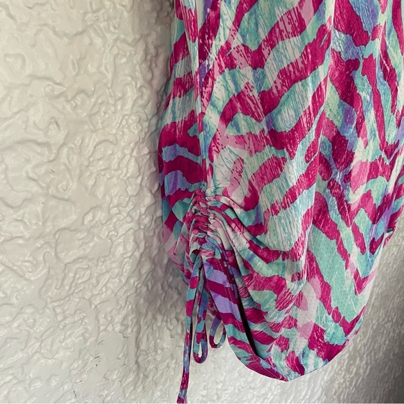 IBKUL Long Sleeve Mock Neck Quarter Zip Lightweight Golf Shirt Zebra Print L - Picture 5 of 8